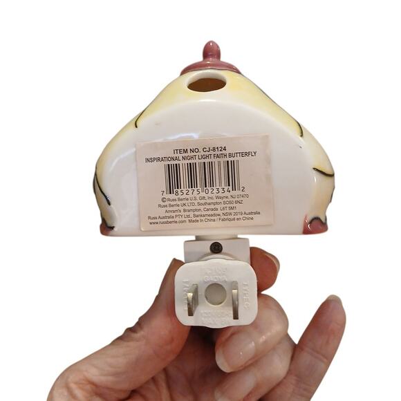 Russ Berries Butterflies‎ Faith Stained Glass Look Electric Plug In Night Light - Picture 5 of 6